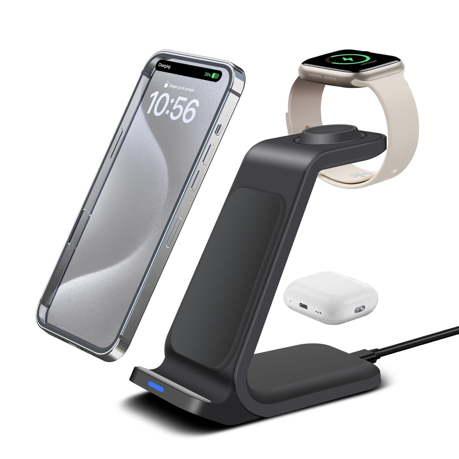 Wireless Charger Dock Charging Station 3 in 1 for Apple Watch Iphone 16 15 14 13