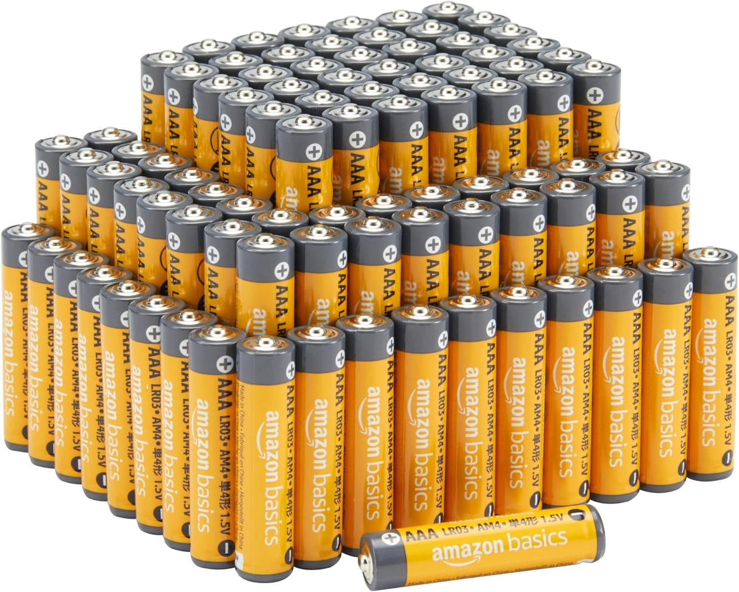 100 Pack AAA High-Performance Alkaline Batteries, 10-Year Shelf Life, Easy to Open Value Pack