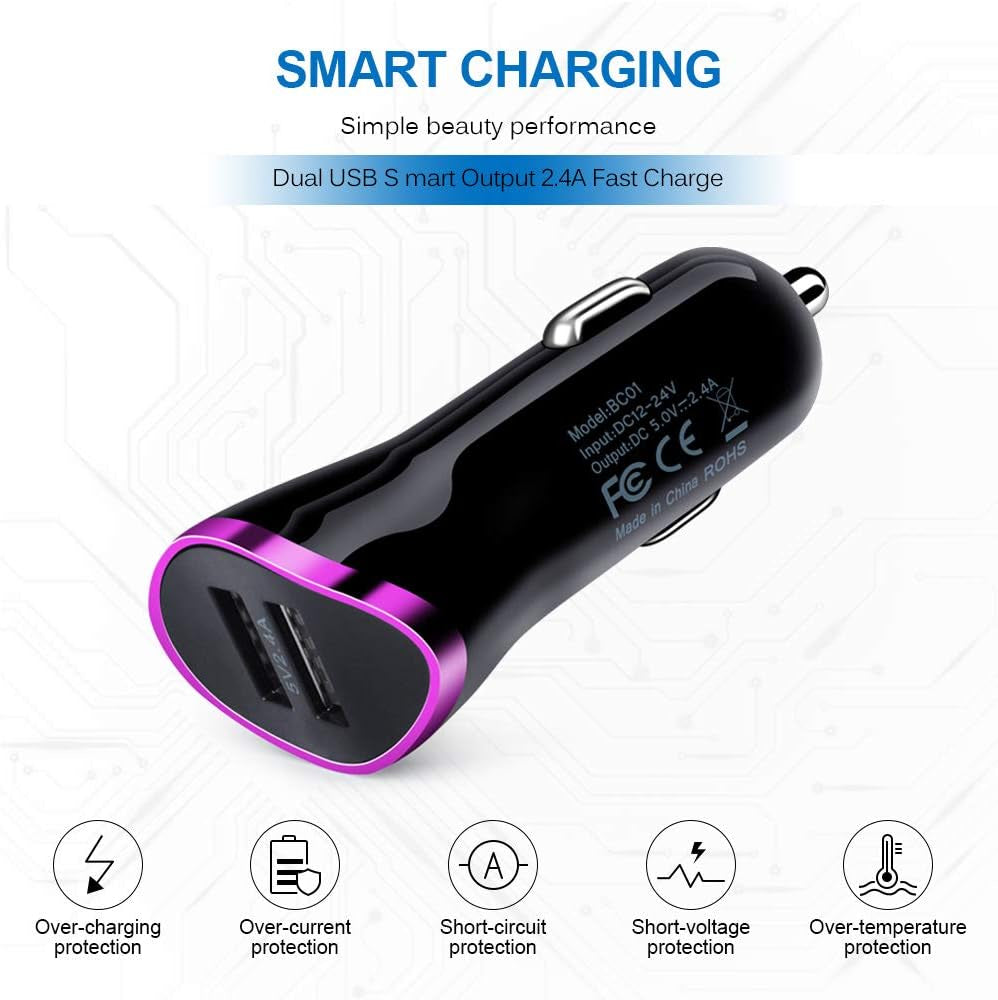 Dual USB Type C Car Charger Charging Block Wall Plug with 6Ft USB C Fast Charging Cable for Samsung S23 A54 A34 A53 A13 A23 A03S S22 S21 S20 FE S10 A13 A50 A51 A21,LG K51 Stylo 6 5 4 V50 G8 G7 Thinq