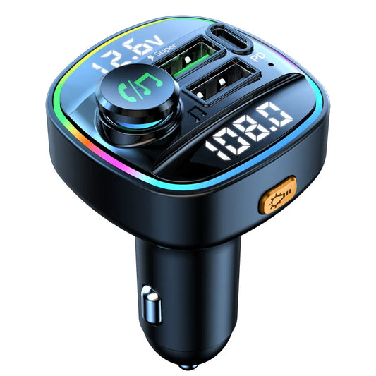 Bluetooth 5.0 FM Transmitter Handsfree Car Radio Modulator MP3 Player with 22.5W USB Super Quick Charge Adapter for Car