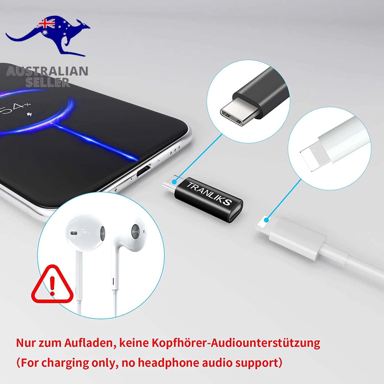 Adapter USB C to Lightning, 2 Pack Adapter USB C Male