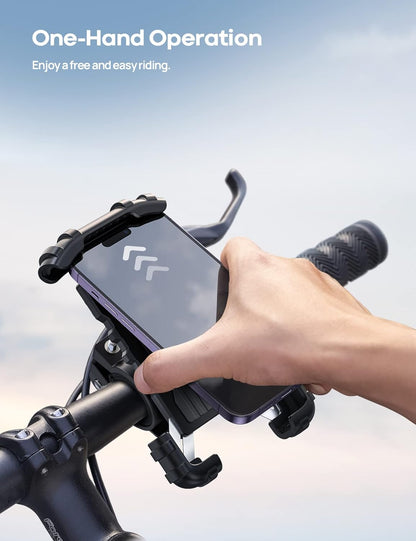 Bike Phone Holder Mount, Bicycle Mobile Holder -  Motorcycle Smartphone Handlebar Clamp, Scooter Phone Mount for Iphone 16/15/ 14/13/ 12/11 Series, Galaxy S9 S10, 4.7"- 6.8" Smartphones