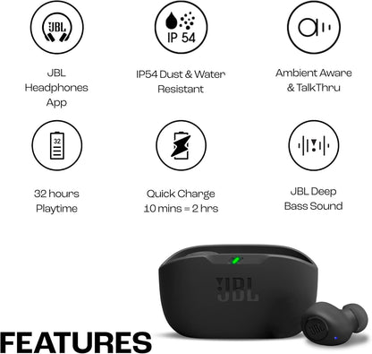 Wave Bud True Wireless Stereo Earbuds, Black