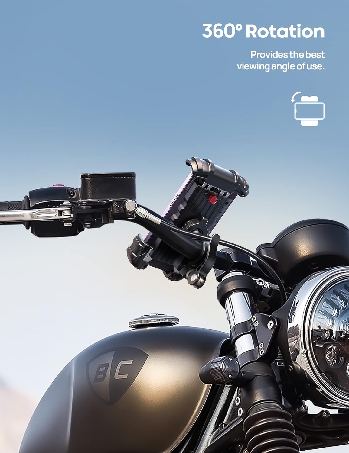 Bike Phone Holder Mount, Bicycle Mobile Holder -  Motorcycle Smartphone Handlebar Clamp, Scooter Phone Mount for Iphone 16/15/ 14/13/ 12/11 Series, Galaxy S9 S10, 4.7"- 6.8" Smartphones