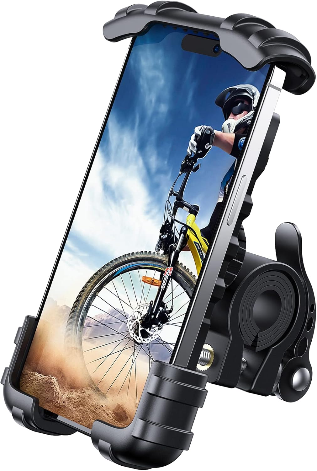 Bike Phone Holder Mount, Bicycle Mobile Holder -  Motorcycle Smartphone Handlebar Clamp, Scooter Phone Mount for Iphone 16/15/ 14/13/ 12/11 Series, Galaxy S9 S10, 4.7"- 6.8" Smartphones