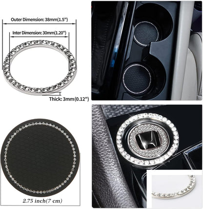 Bling Car Accessories Set 11 PCS,  Rhinestone Car Phone Holder Mount, Bling Seat Hooks, Bling Cup Holder Coasters, Glass Holders, Car Interior Accessories for Women, Girls