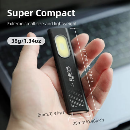 LED Keychain Flashlight USB-C Rechargeable 600Lm Portable Mini Torch Light Pocket Lantern Flood Work Light with Magnet