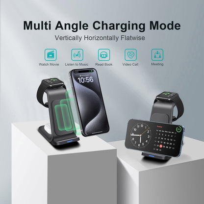 Wireless Charger Dock Charging Station 3 in 1 for Apple Watch Iphone 16 15 14 13